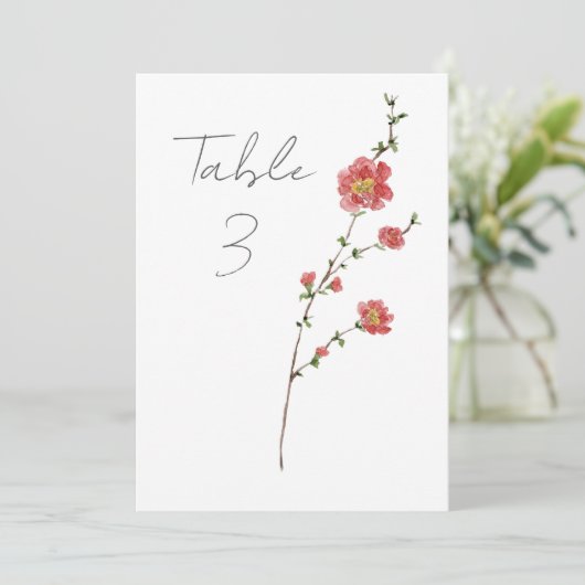 Elegante Wilde Rose Tischnummer (Stehend Vorderseite)