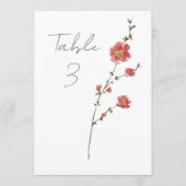 Elegante Wilde Rose Tischnummer (Vorderseite)