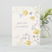 Elegante wilde Schmetterlinge Hochzeit Einladung (Stehend Vorderseite)