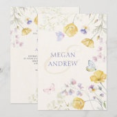 Elegante wilde Schmetterlinge Hochzeit Einladung (Vorne/Hinten)