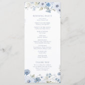 Elegante Wildflower-Hochzeit in Staubblau Programm (Rückseite)