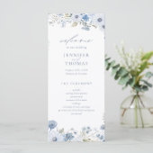 Elegante Wildflower-Hochzeit in Staubblau Programm (Stehend Vorderseite)