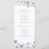 Elegante Wildflower-Hochzeit in Staubblau Programm (Vorderseite)