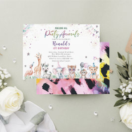 Elegante Wildkindersafaris in Wasserfarbe 1St B Einladung