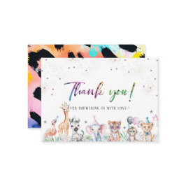 Elegante Wildsafari-Tiere in Watercolor Mitteilungskarte