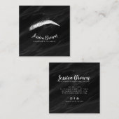 Elegante Wimpernverlängerungen aus schwarzem Marmo Quadratische Visitenkarte (Vorne/Hinten)