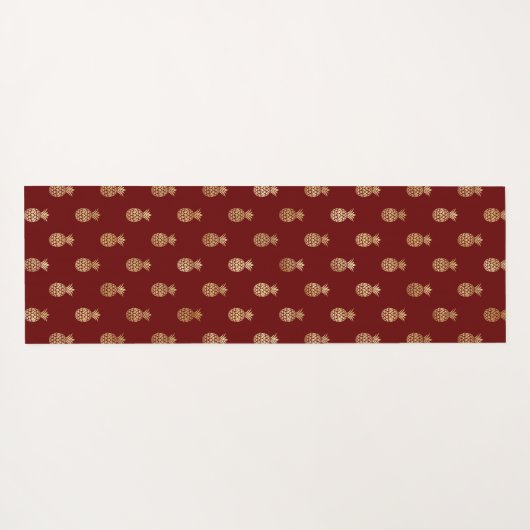 Elegante Wine and Gold Ananas Muster Yoga Mat Yogamatte (Rückseite (Horizontal))