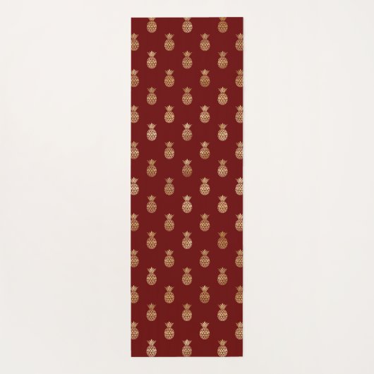 Elegante Wine and Gold Ananas Muster Yoga Mat Yogamatte (Rückseite)