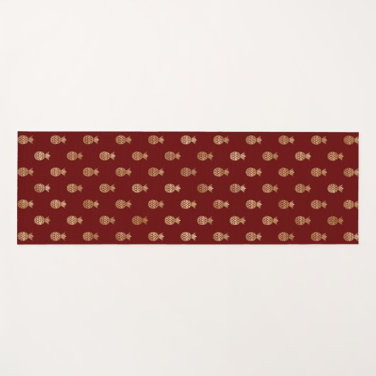 Elegante Wine and Gold Ananas Muster Yoga Mat Yogamatte (Vorderseite (Horizontal))