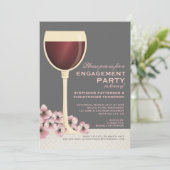 Elegante Wine & Floral Wedding Party Einladung (Stehend Vorderseite)