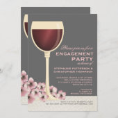 Elegante Wine & Floral Wedding Party Einladung (Vorne/Hinten)