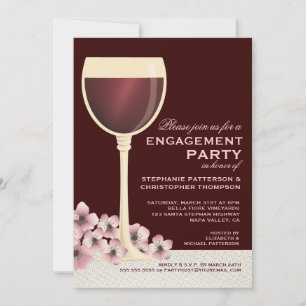 Elegante Wine & Floral Wedding Party Einladung