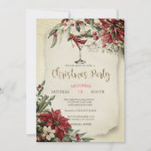 Elegante Wine Glass Lights Poinsettia Einladung (Vorderseite)