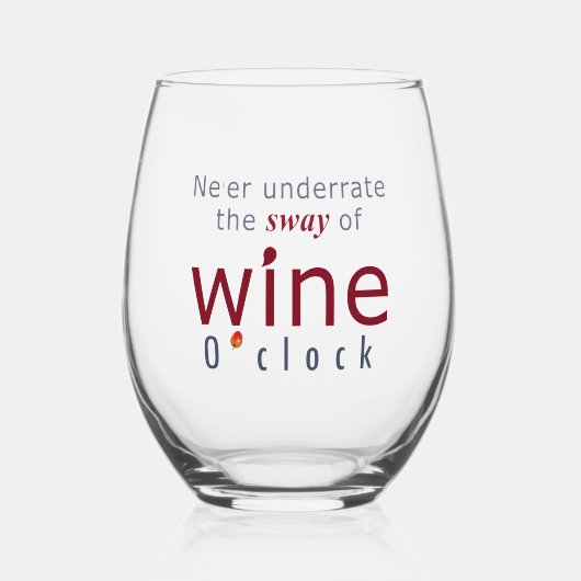 Elegante "Wine O'clock" Weinkultur und Erde Weinglas Ohne Stiel (Vorderseite)