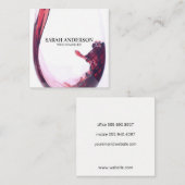 Elegante Wine Pour Quadratische Visitenkarte (Vorne/Hinten)
