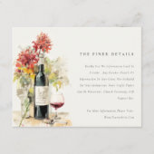 Elegante Wine Red Yellow Floral Wedding Details Begleitkarte (Vorderseite)