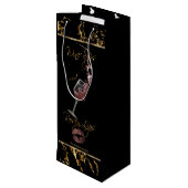 Elegante Wine Sips und Rosey Lips - Danke Geschenktüte Für Weinflaschen (Rückseite Schrägansicht)