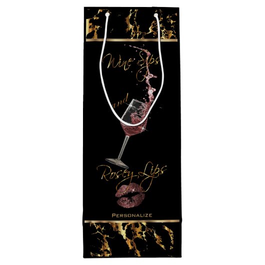 Elegante Wine Sips und Rosey Lips - Danke Geschenktüte Für Weinflaschen (Rückseite)