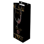 Elegante Wine Sips und Rosey Lips - Danke Geschenktüte Für Weinflaschen (Vorderseite Schrägansicht)