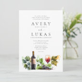 Elegante Wine Themed Watercolor - Feierliche Hochz Einladung (Stehend Vorderseite)