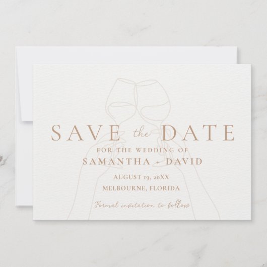 Elegante Wine Toast Save the Date (Vorderseite)