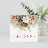 Elegante Winter Ash Evergreen Baby Shower Save The Date (Stehend Vorderseite)