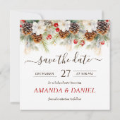 Elegante Winter Ash Evergreen Baby Shower Save The Date (Rückseite)