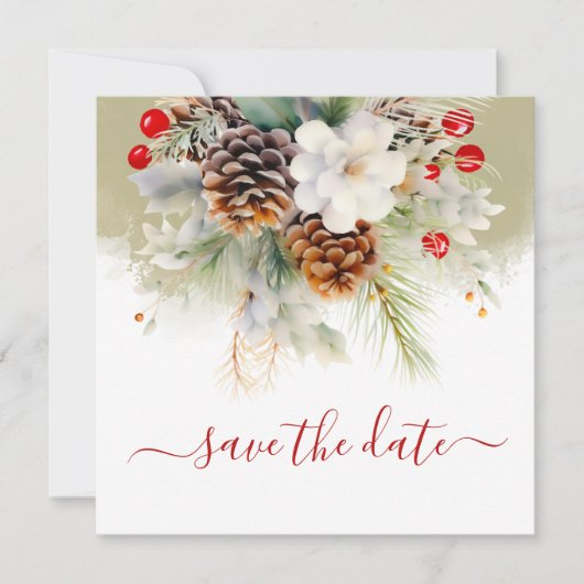 Elegante Winter Ash Evergreen Baby Shower Save The Date (Vorderseite)