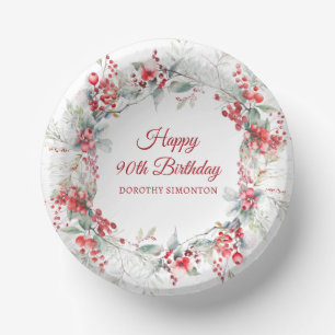Elegante Winter-Beeren-Botanik 90. Geburtstag Pappteller