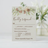 Elegante Winter Beige Pine RSVP Card (Stehend Vorderseite)