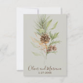 Elegante Winter Beige Pine RSVP Card Karte (Rückseite)