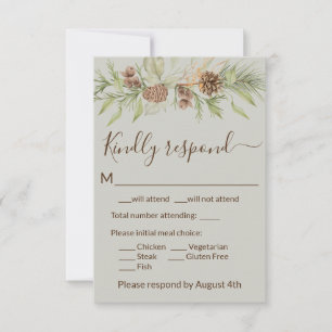 Elegante Winter Beige Pine RSVP Card Karte