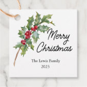 Elegante Winter Berries Urlaubsparty Geschenkanhänger (Vorderseite)