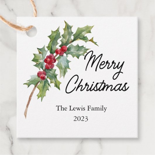 Elegante Winter Berries Urlaubsparty Geschenkanhänger (Vorderseite)
