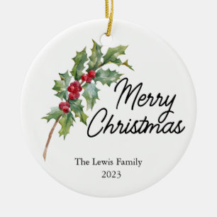 Elegante Winter Berries Urlaubsparty Keramik Ornament