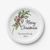 Elegante Winter Berries Urlaubsparty Pappteller (Vorderseite)
