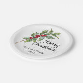 Elegante Winter Berries Urlaubsparty Pappteller (Schrägansicht)