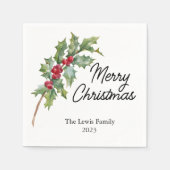 Elegante Winter Berries Urlaubsparty Serviette (Vorderseite)