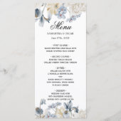 Elegante Winter Blau und Weiß Blume Menükarte (Vorderseite)