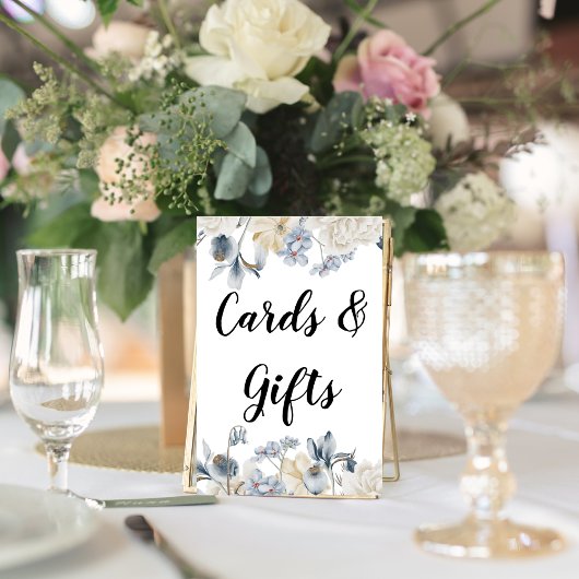 Elegante Winter Blau und Weiß Blume Poster