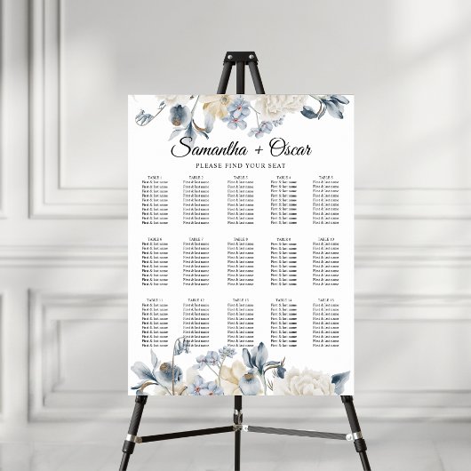 Elegante Winter Blau und Weiß Blume Poster