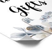 Elegante Winter Blau und Weiß Blume Poster (Ecke)