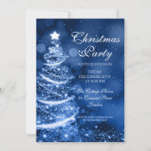 Elegante Winter Blue Christmas Party Sparkle Einladung (Vorderseite)