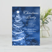 Elegante Winter Blue Christmas Party Sparkle Einladung (Stehend Vorderseite)