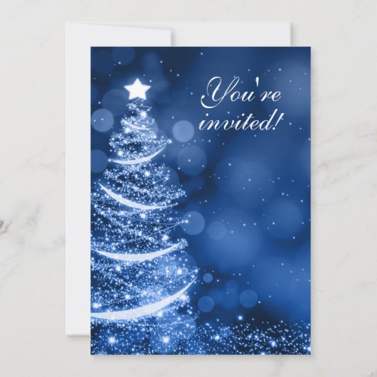 Elegante Winter Blue Christmas Party Sparkle Einladung (Rückseite)