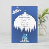 Elegante Winter Blue Christmas Party Sparkle Einladung (Stehend Vorderseite)