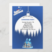 Elegante Winter Blue Christmas Party Sparkle Einladung (Vorne/Hinten)