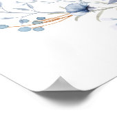 Elegante Winter Blue Floral Baby Dusche Willkommen Poster (Ecke)