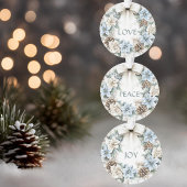 Elegante Winter Blue Floral Wreath LIEBE Ornament