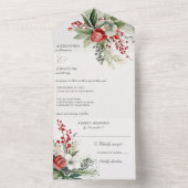 Elegante Winter-Blume, Berries & Pine All In One Einladung (Innen Boden)